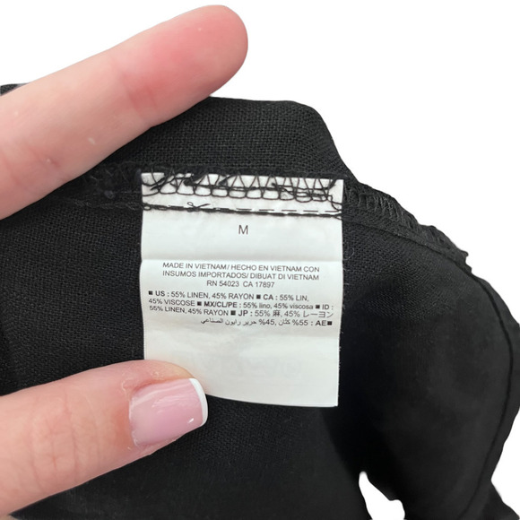 OLD Navy linen blend tie waist black dress size M - Picture 7 of 8